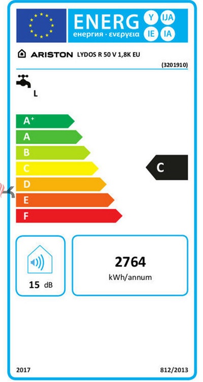 Ariston Lydos R 50 V Villanybojler (3201910) Energia cimke