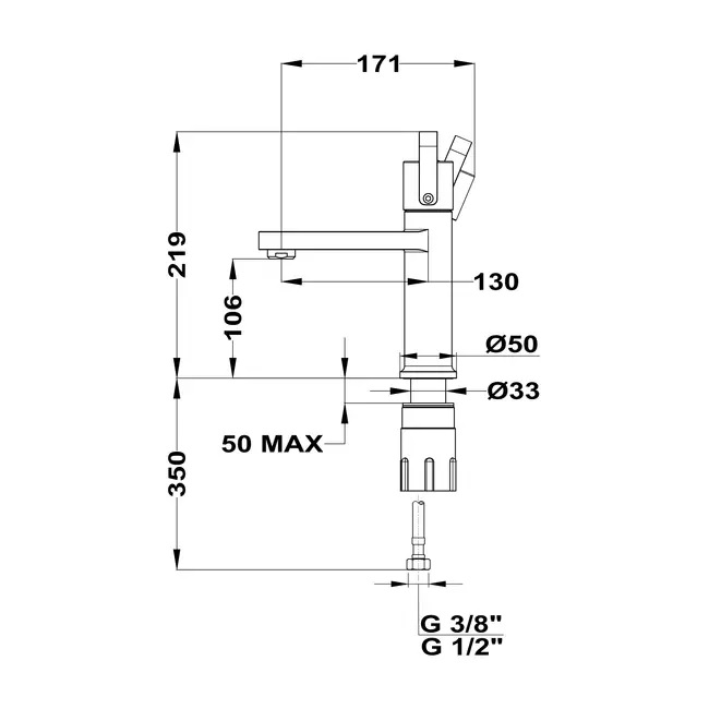TEKA Lavi mosdó csaptelep L, fehér/Amazonas tölgy muszaki rajz