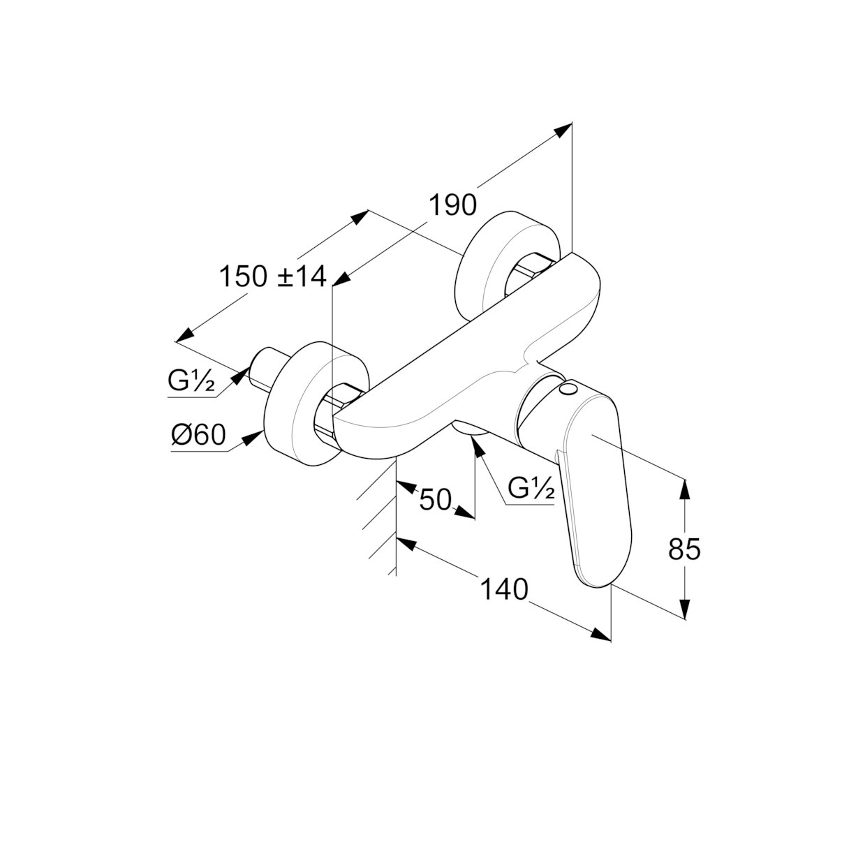 Kludi-X1 Zuhany csaptelep méretei