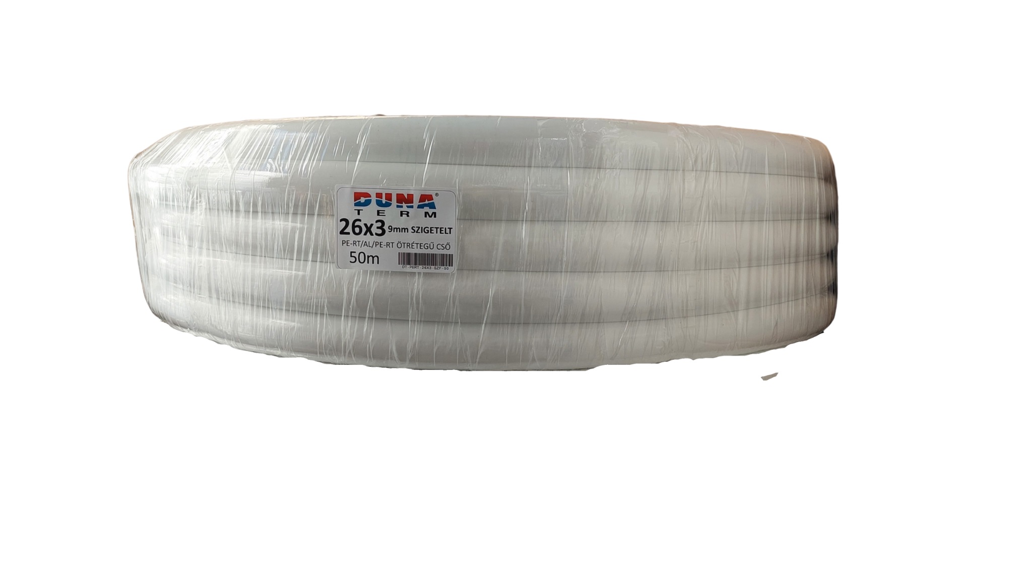 Dunaterm Pert 26x3 9 mm szigetelt ötrétegű cső fehér