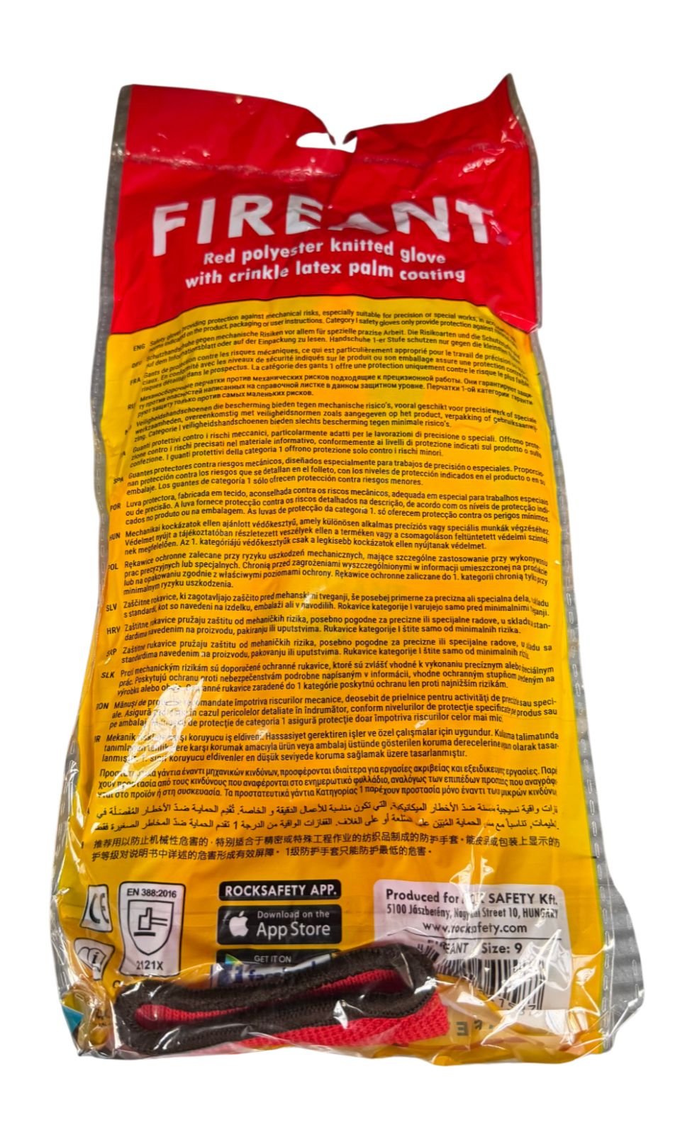 Védőkesztyű GLK NP 09 hátoldal