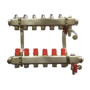 Dunaterm inox fűtési osztógyüjtő 5 körös 1"-G3/4" elzárószeleppel (ZZ18004-5-ÚJ)