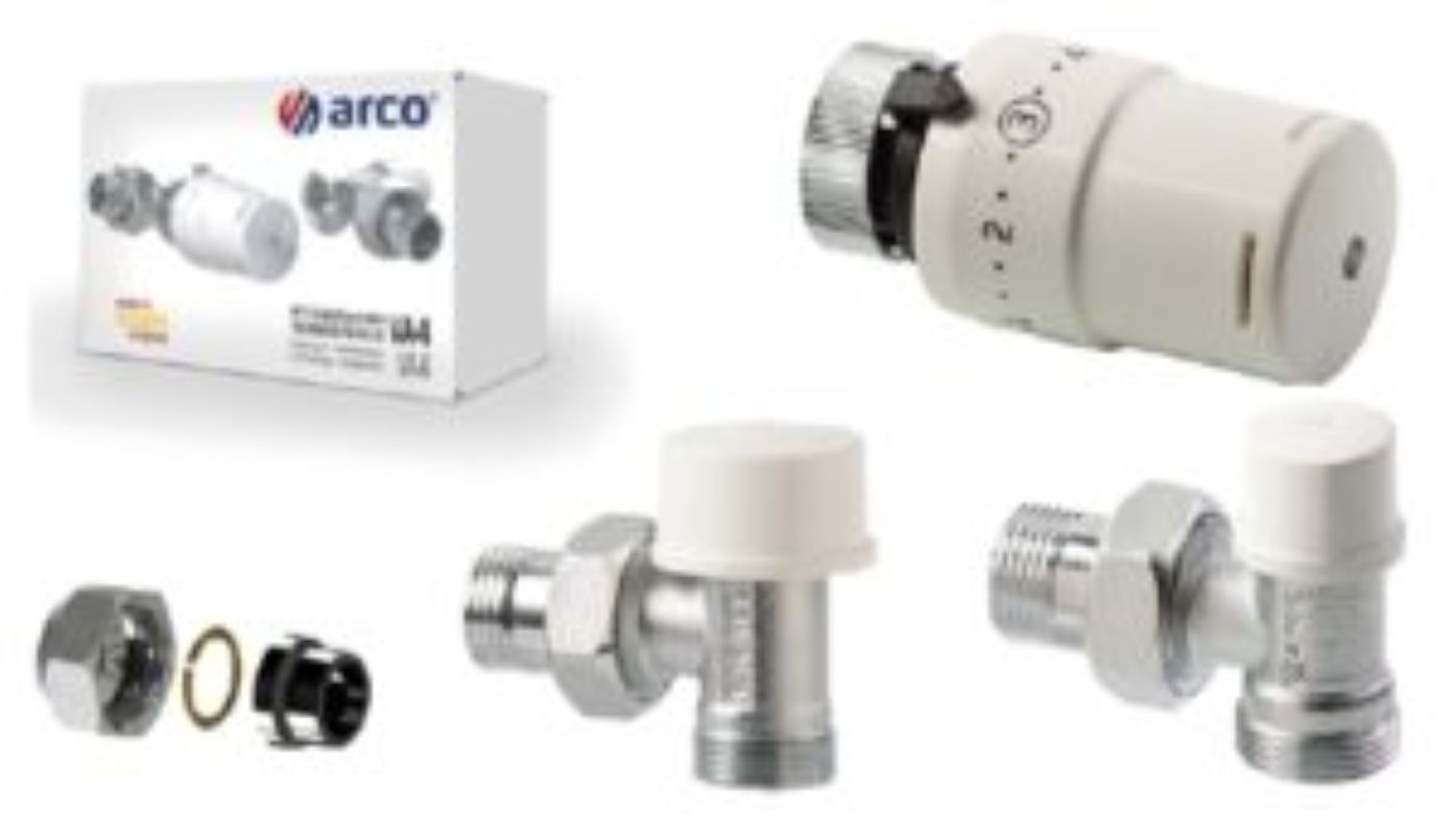 Arco 1/2" sarok termosztatikus radiátorszelep M24x1,5 szett, 15-ös (KCT05-Szett)