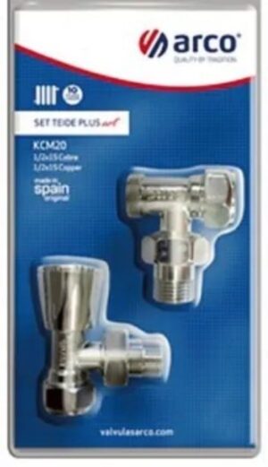 Arco TEIDE plus 1/2"-15 fényes sarok radiátorszelep szett (KCM20)