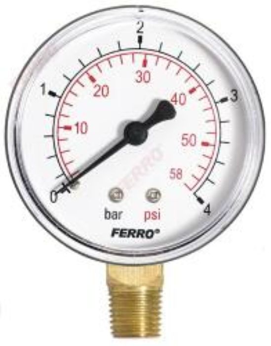 BG 0-4 bar Alsós manométer 63-as 1/4" M6304R (EH1101)