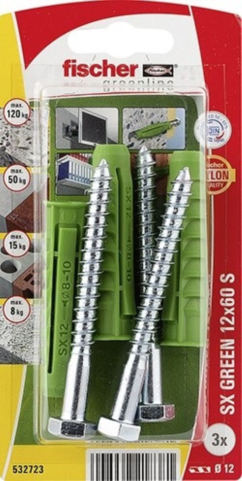 Fischer SX 12x60 Nylondűbel csavarral 3 db/csomag (567829)