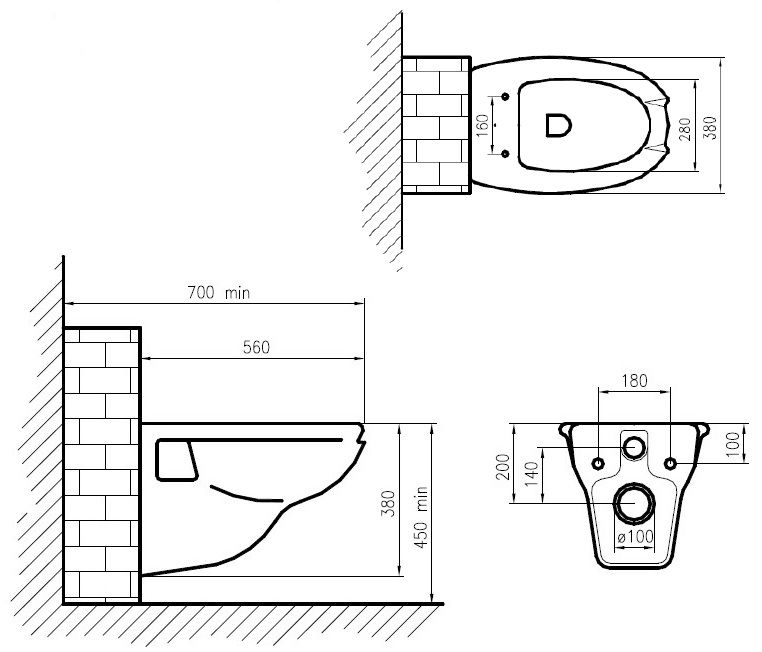 B & K Fali fehér Wc kagyló Mozgáskorlátozott (GOD05601) - Image 2