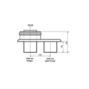 Tricox Alu/Alu gyűjtő adapter 2x80 - 80/125mm  (AAD2060)
