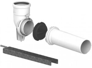 Tricox PPS rövidett bekötő könyök 80 mm tartó sinnel (PRBK20)